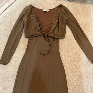Elegant Brown Long Sleeve Dress